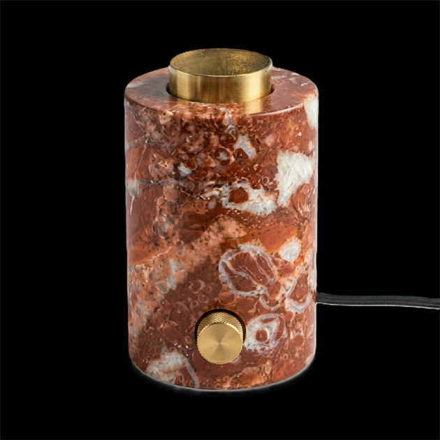 MARBLE bordslampa red marmor silk matt 1,8m textilkabel